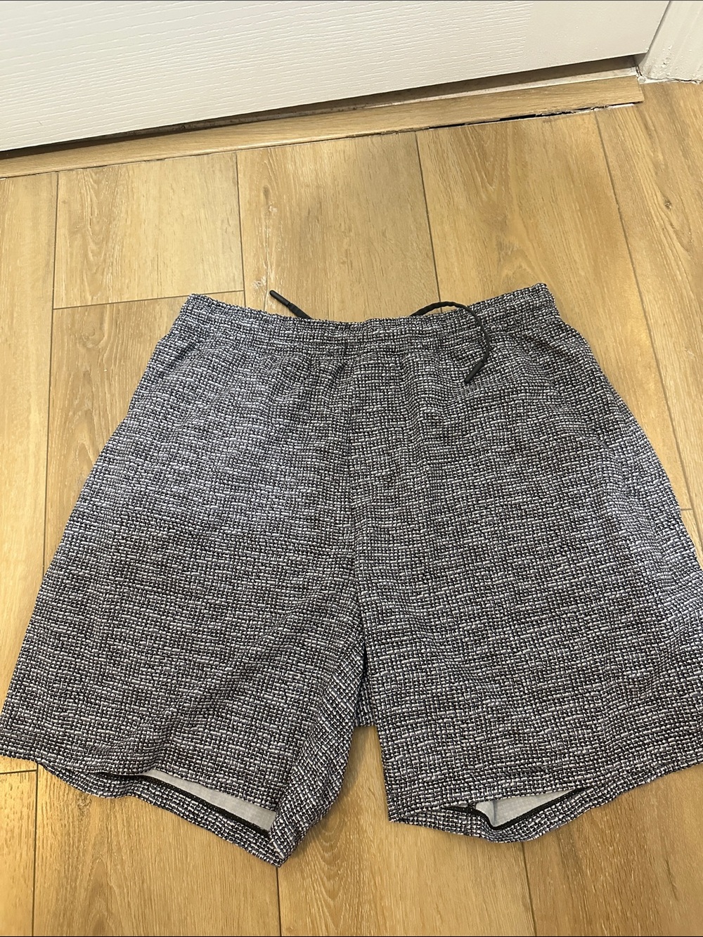 lululemon athletica Black & White Woven Drawstring Shorts